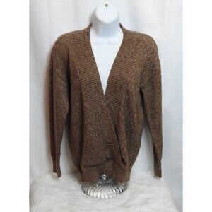 Women's Anthropologie Hem Thread Brown Open Front Sweater Sz S Cardigan